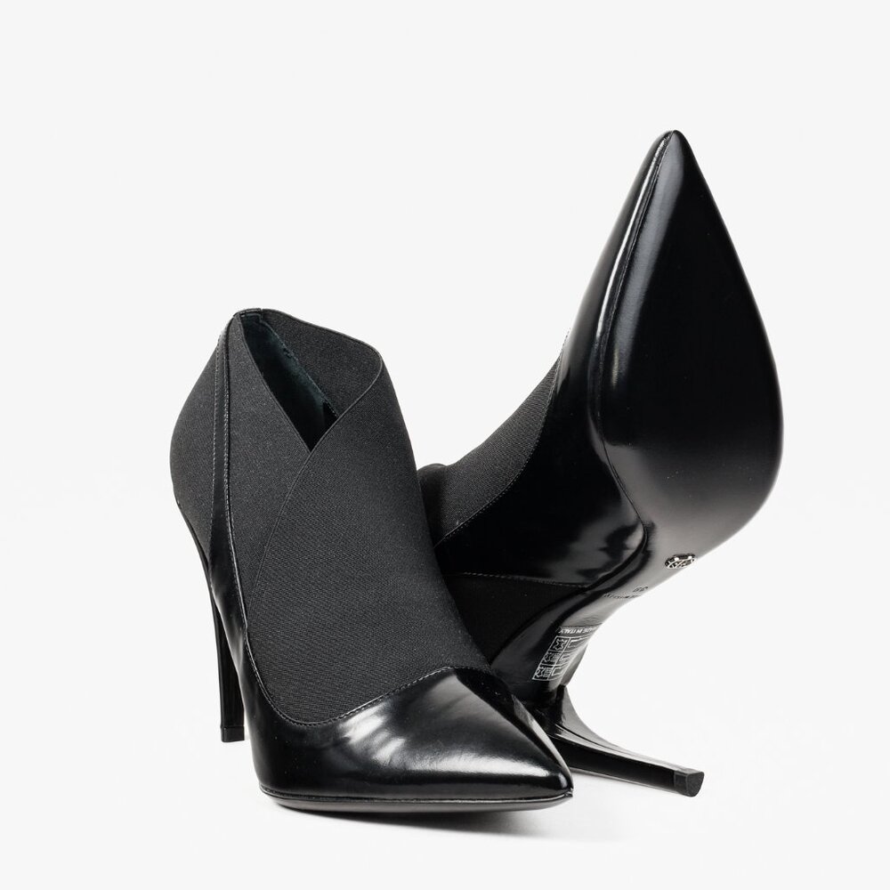 Christian Dior Black Leather Elastic Wrap Pointed Toe Stiletto Bootie - Picture 4 of 10